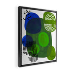Modern Mid Century Fun Colorful Abstract Minimalist Painting Shapes & Patterns Swamp Monster Greens Framed Canvas Print Gallery Image 2
