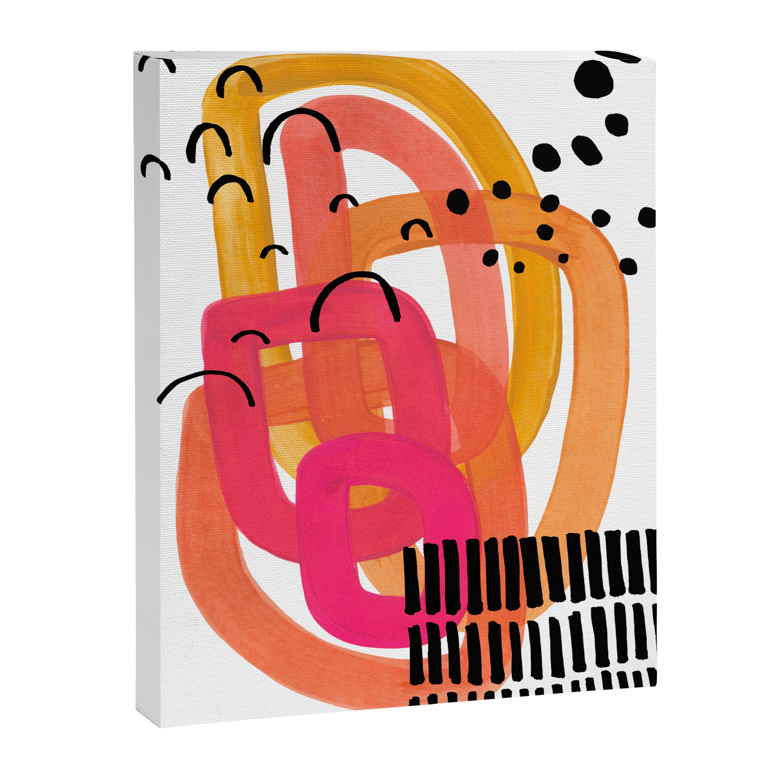 Modern Mid Century Fun Colorful Abstract Minimalist Painting Ombre Yellow Magenta Infinity Circles Canvas Print Gallery Image 6