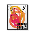 Modern Mid Century Fun Colorful Abstract Minimalist Painting Ombre Yellow Magenta Infinity Circles Framed Canvas Print Gallery Image 6