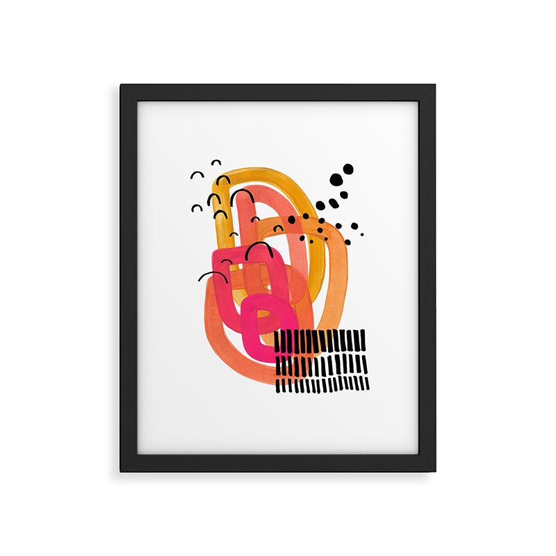 Modern Mid Century Fun Colorful Abstract Minimalist Painting Ombre Yellow Magenta Infinity Circles Framed Art Print Gallery Image 5