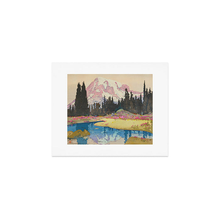Mount Rainier Vintage Beautiful Japanese Woodblock Print Hiroshi Yoshida Art Print Gallery Image 1