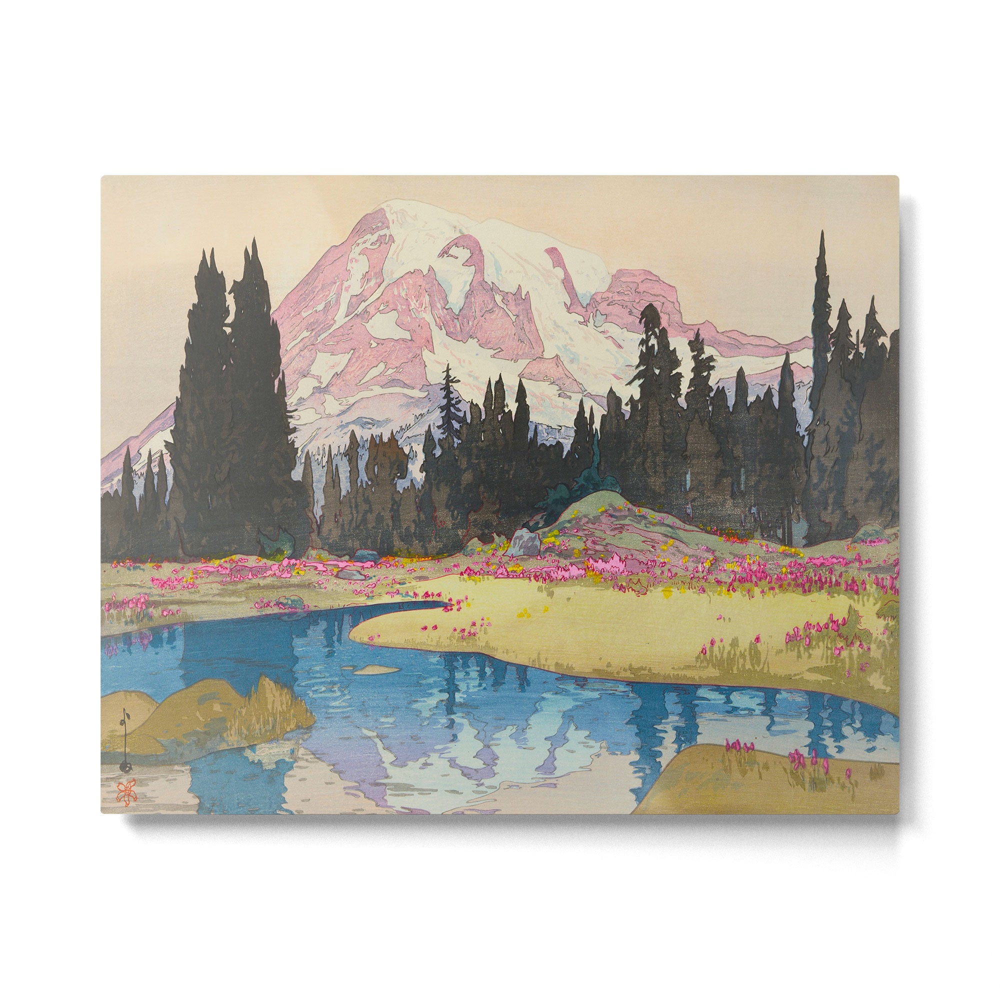 Mount Rainier Vintage Beautiful Japanese Woodblock Print Hiroshi Yoshida Metal Print Gallery Image 4