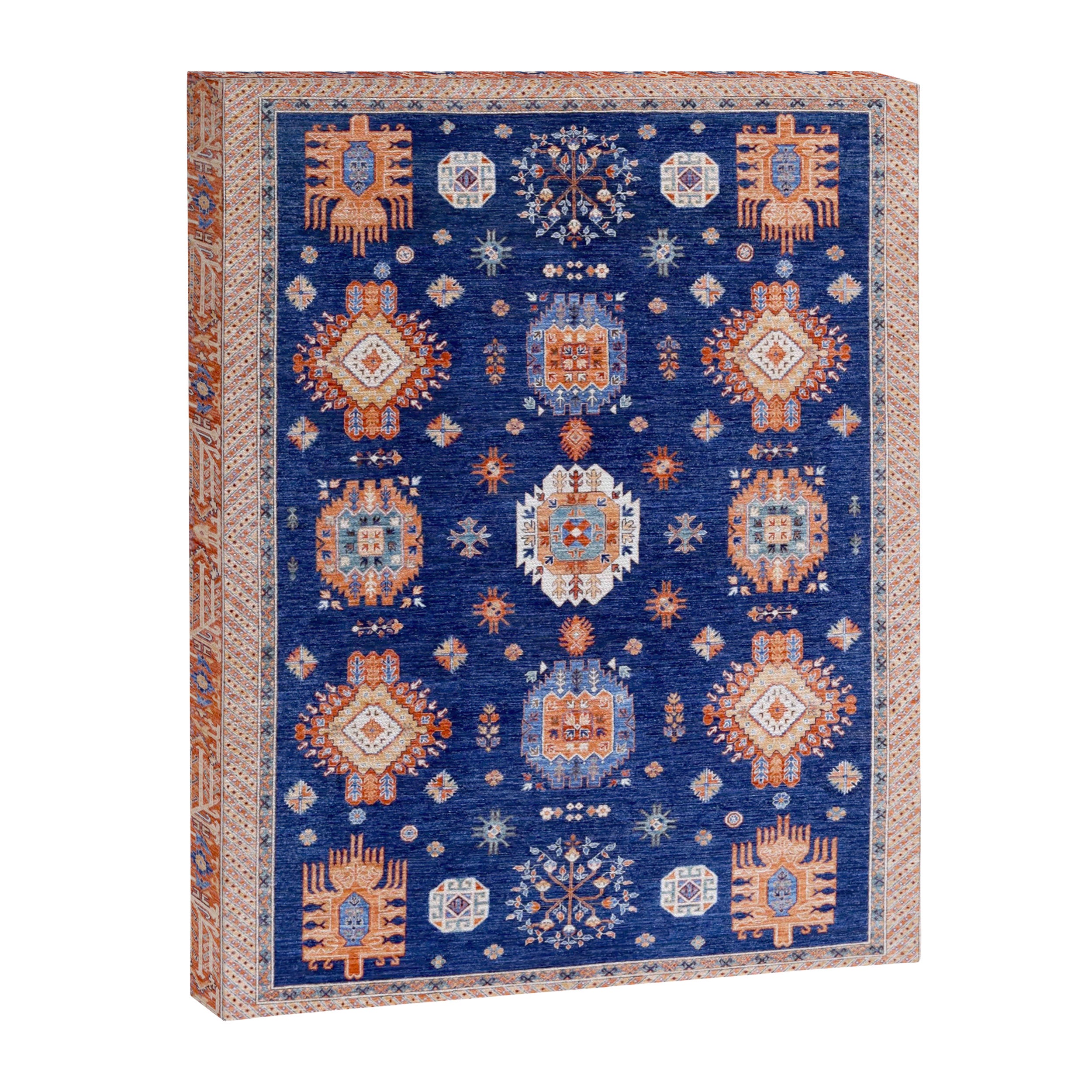 Navy Angel Jewels Kazak Rug Canvas Print Gallery Image 6