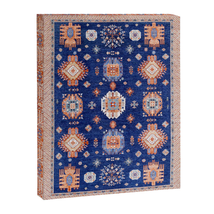 Navy Angel Jewels Kazak Rug Canvas Print Gallery Image 1