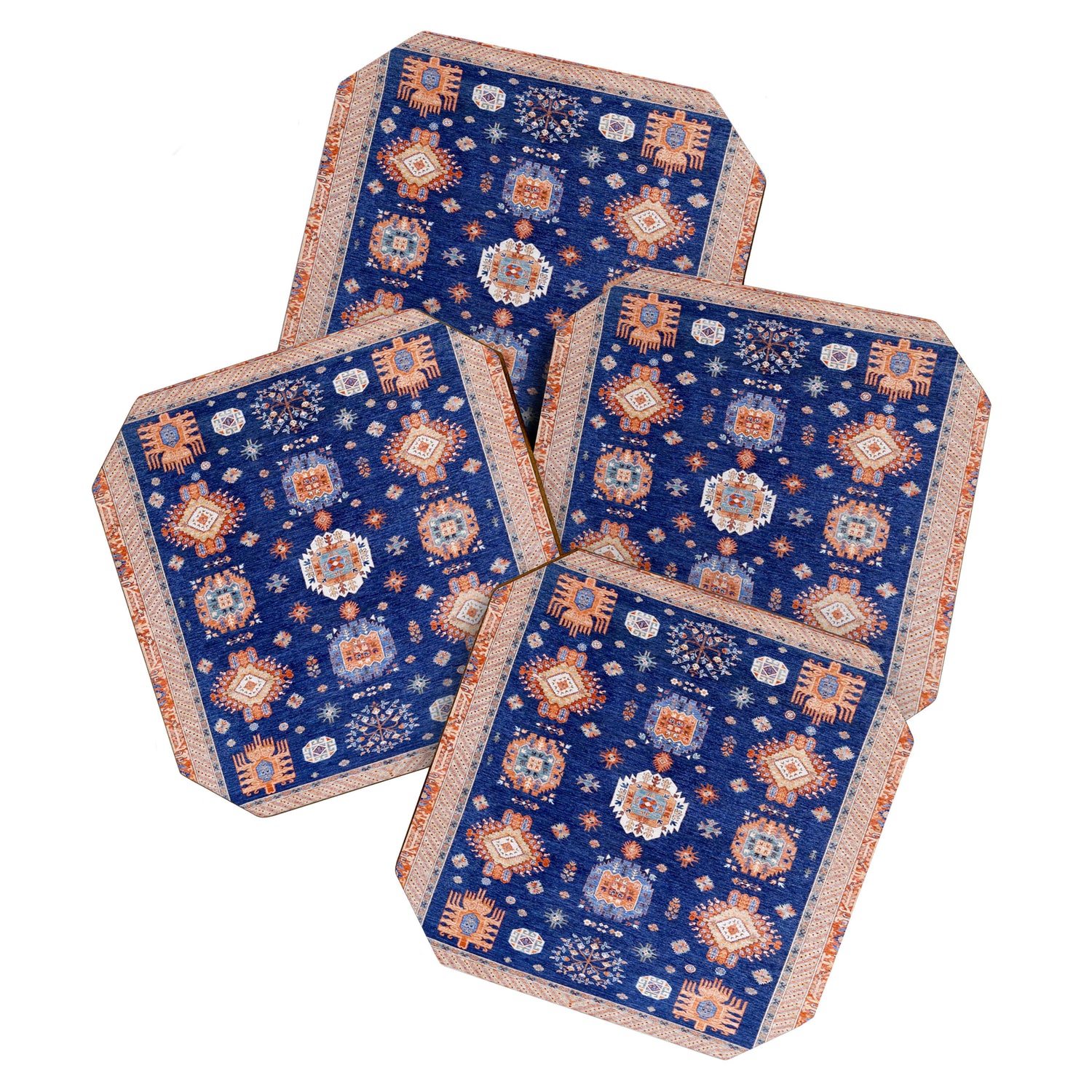 Navy Angel Jewels Kazak Rug Coaster Gallery Image 1