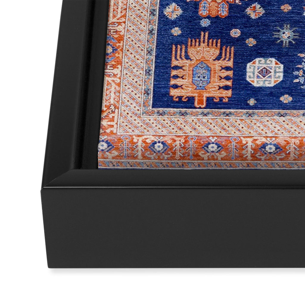 Navy Angel Jewels Kazak Rug Framed Canvas Print Gallery Image 3