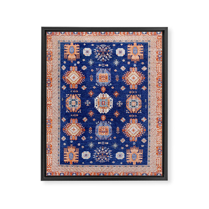 Navy Angel Jewels Kazak Rug Framed Canvas Print Gallery Image 1
