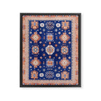 Navy Angel Jewels Kazak Rug Framed Canvas Print Gallery Image 6