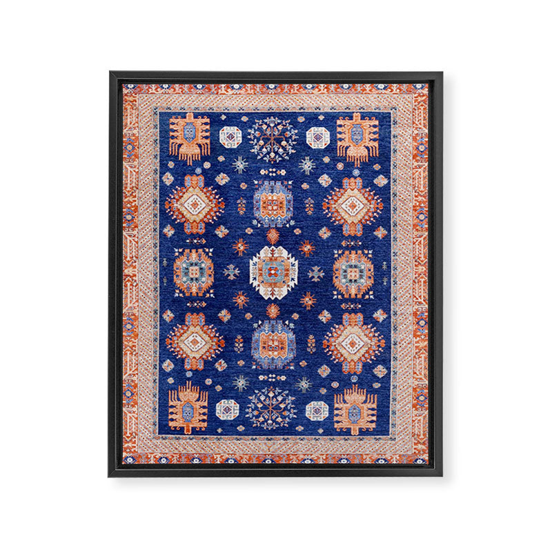 Navy Angel Jewels Kazak Rug Framed Canvas Print Gallery Image 6