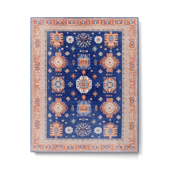 Navy Angel Jewels Kazak Rug Metal Print Gallery Image 1