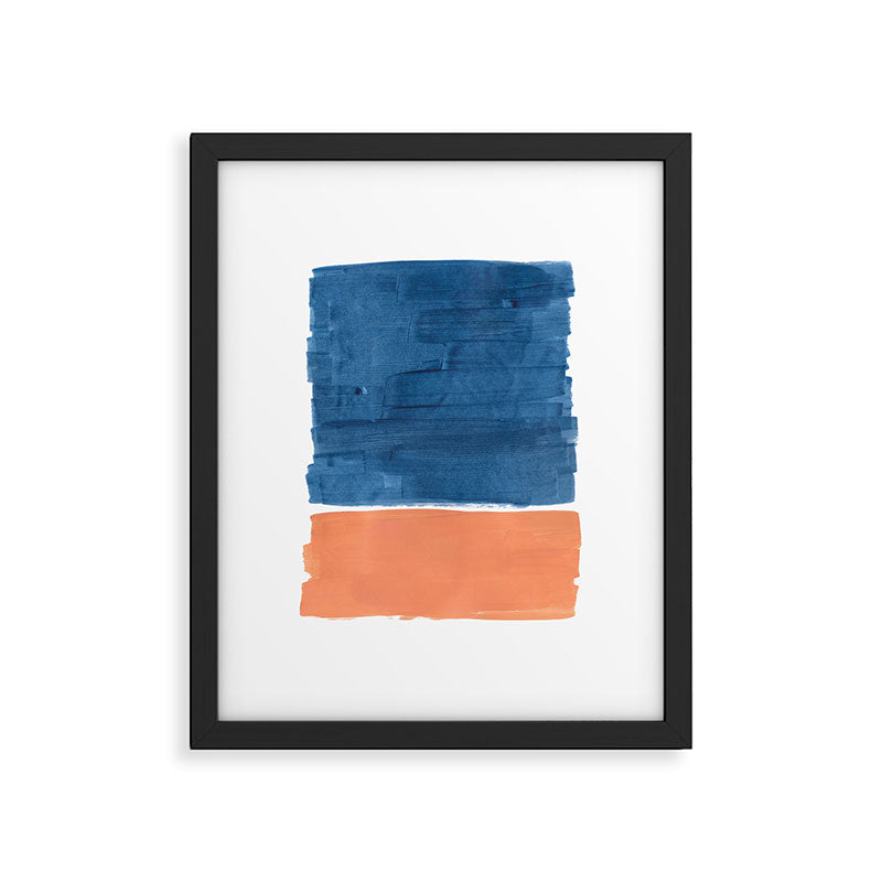 Navy Blye Tan Minimalist Modern Mid Century Rothko Color Block Squares by Ejaaz Haniff Framed Art Print Gallery Image 5