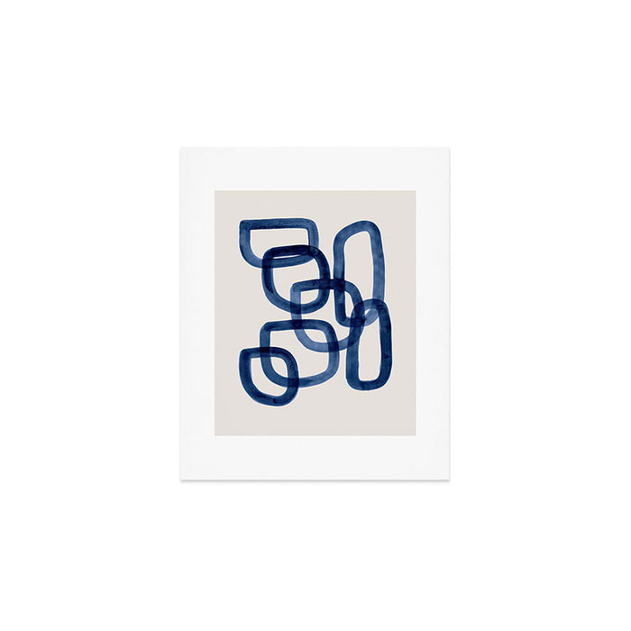 EnShape by Ejaaz Haniff 'Navy Nesting Ovals' Mid Century Modern Minimal Minimalist Watercolor Abstract Funky Fun Style Art Print Gallery Image 1