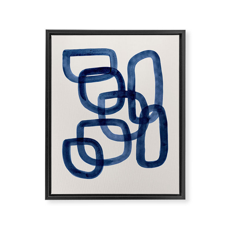 EnShape by Ejaaz Haniff 'Navy Nesting Ovals' Mid Century Modern Minimal Minimalist Watercolor Abstract Funky Fun Style Framed Canvas Print Gallery Image 6