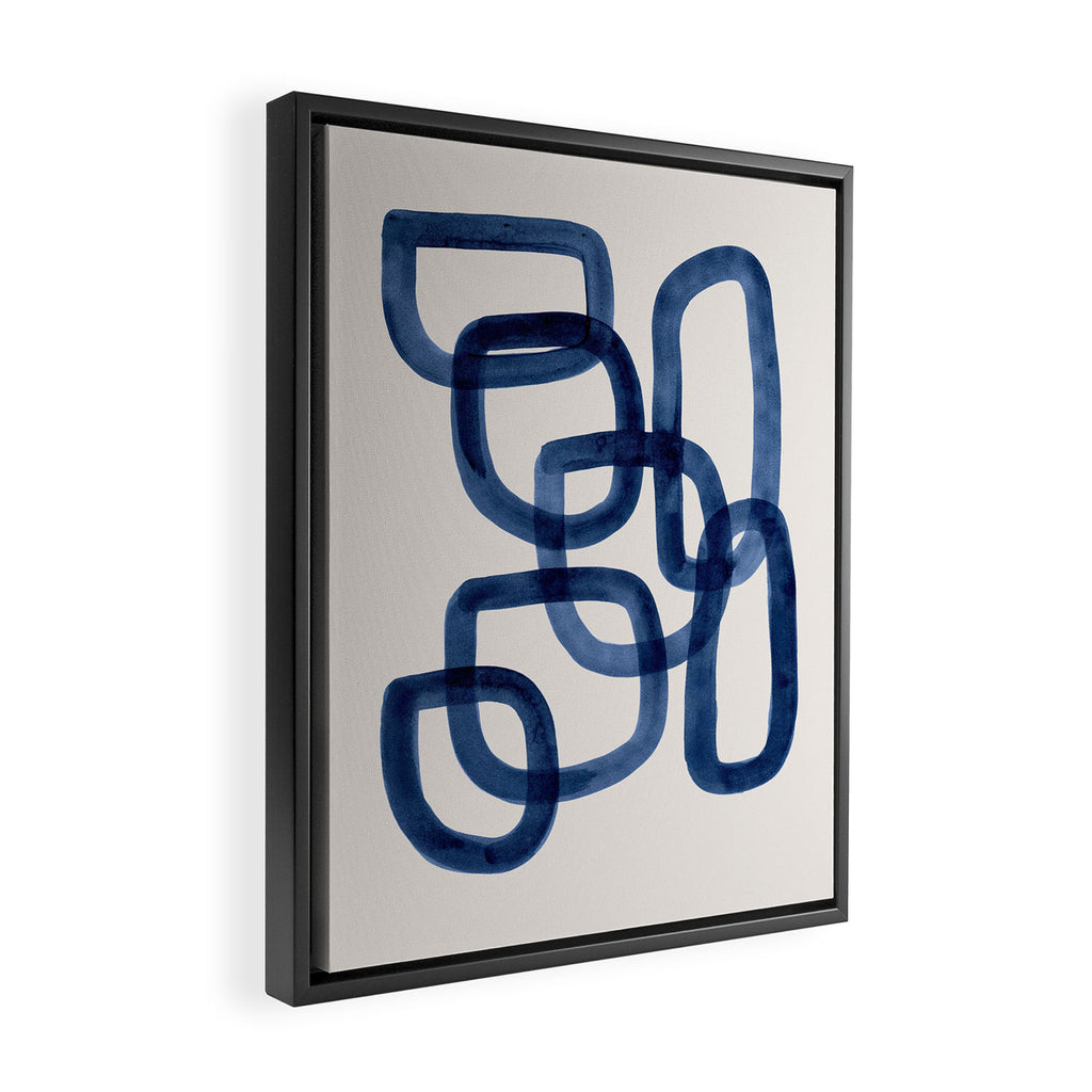 EnShape by Ejaaz Haniff 'Navy Nesting Ovals' Mid Century Modern Minimal Minimalist Watercolor Abstract Funky Fun Style Framed Canvas Print Gallery Image 2