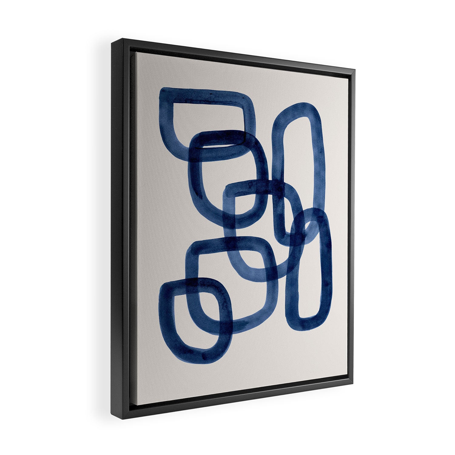 EnShape by Ejaaz Haniff 'Navy Nesting Ovals' Mid Century Modern Minimal Minimalist Watercolor Abstract Funky Fun Style Framed Canvas Print Gallery Image 2