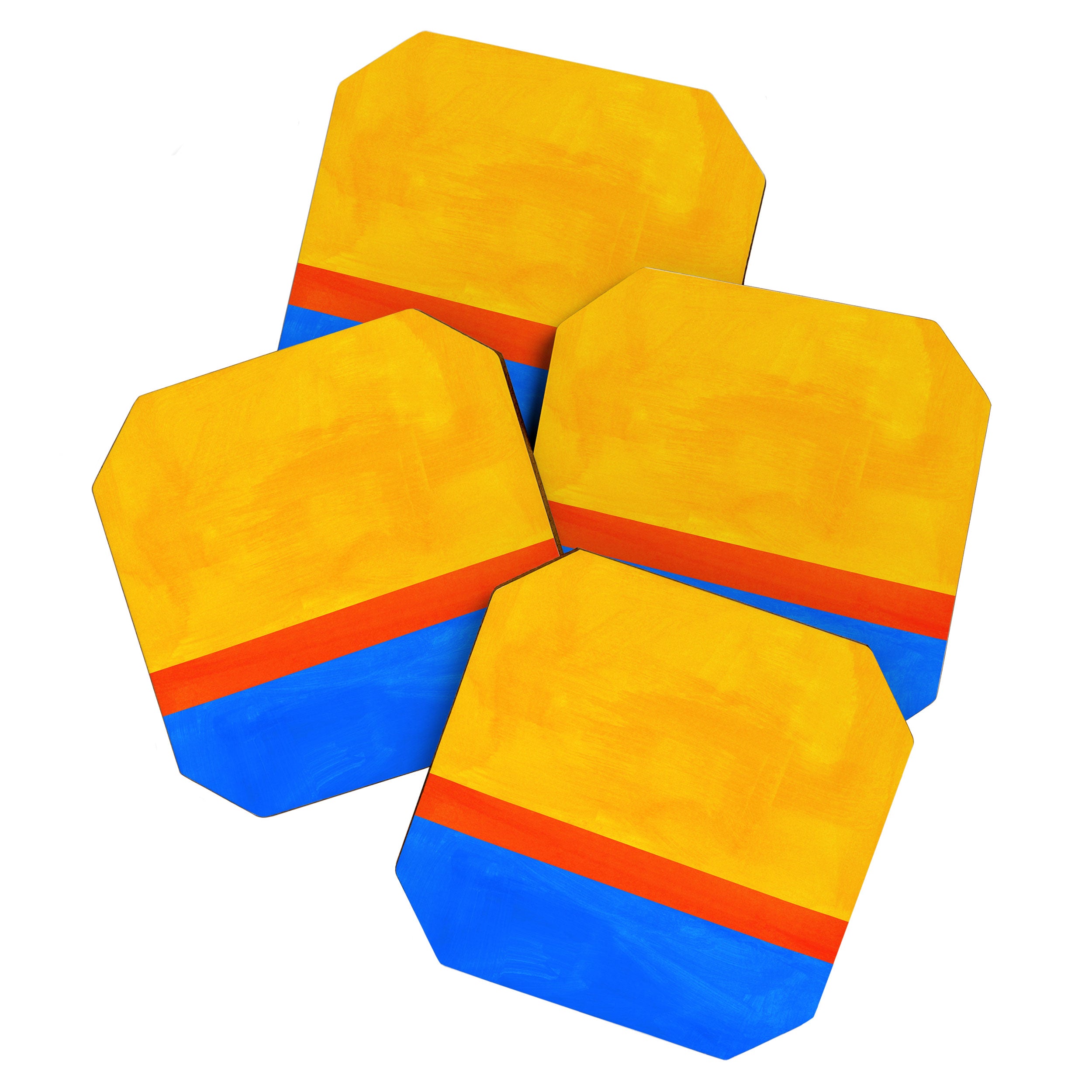 Neon Sunshine Blue Yellow Orange Colorfield Coaster Gallery Image 1