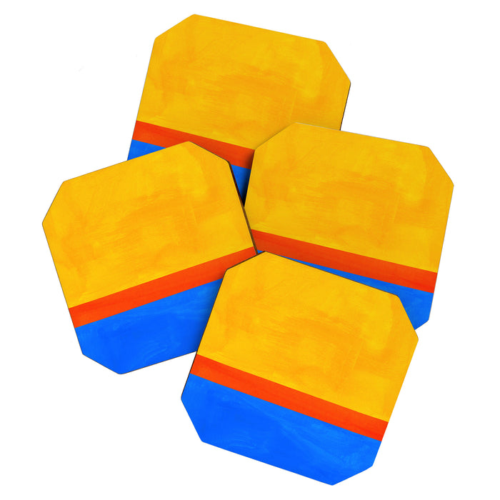 Neon Sunshine Blue Yellow Orange Colorfield Coaster Gallery Image 1