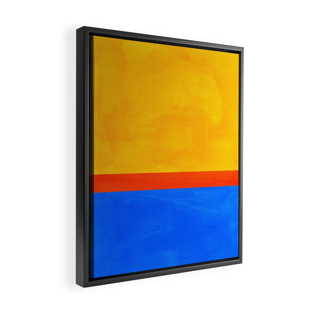 Neon Sunshine Blue Yellow Orange Colorfield Framed Canvas Print Gallery Image 2