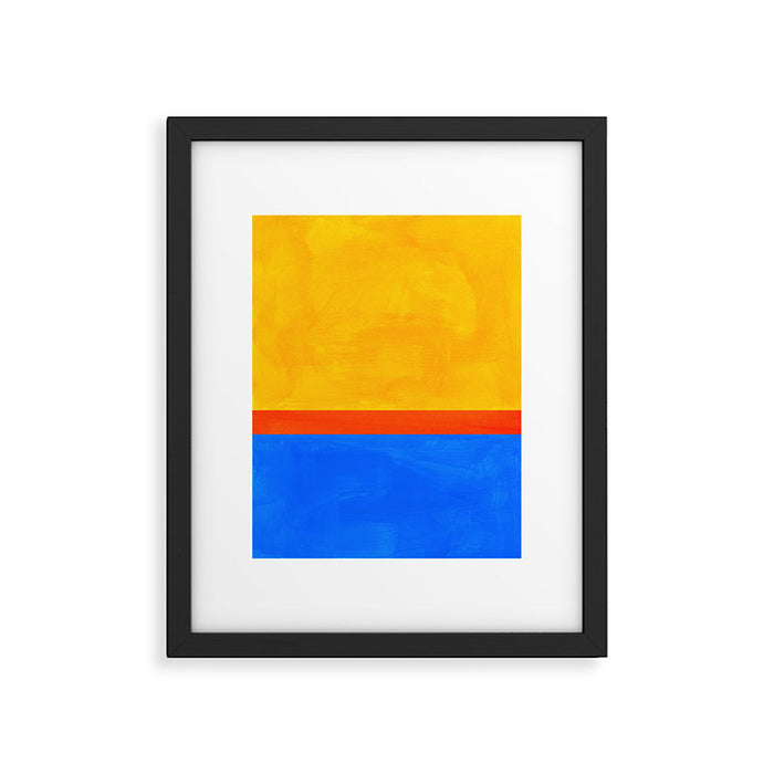 Neon Sunshine Blue Yellow Orange Colorfield Framed Art Print Gallery Image 1