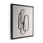 Nesting Ovals Mid Century Modern Minimalist Black Ink Painting Funky Tribal Framed Canvas Print Gallery Image 2