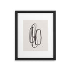 Nesting Ovals Mid Century Modern Minimalist Black Ink Painting Funky Tribal Framed Art Print Gallery Image 5