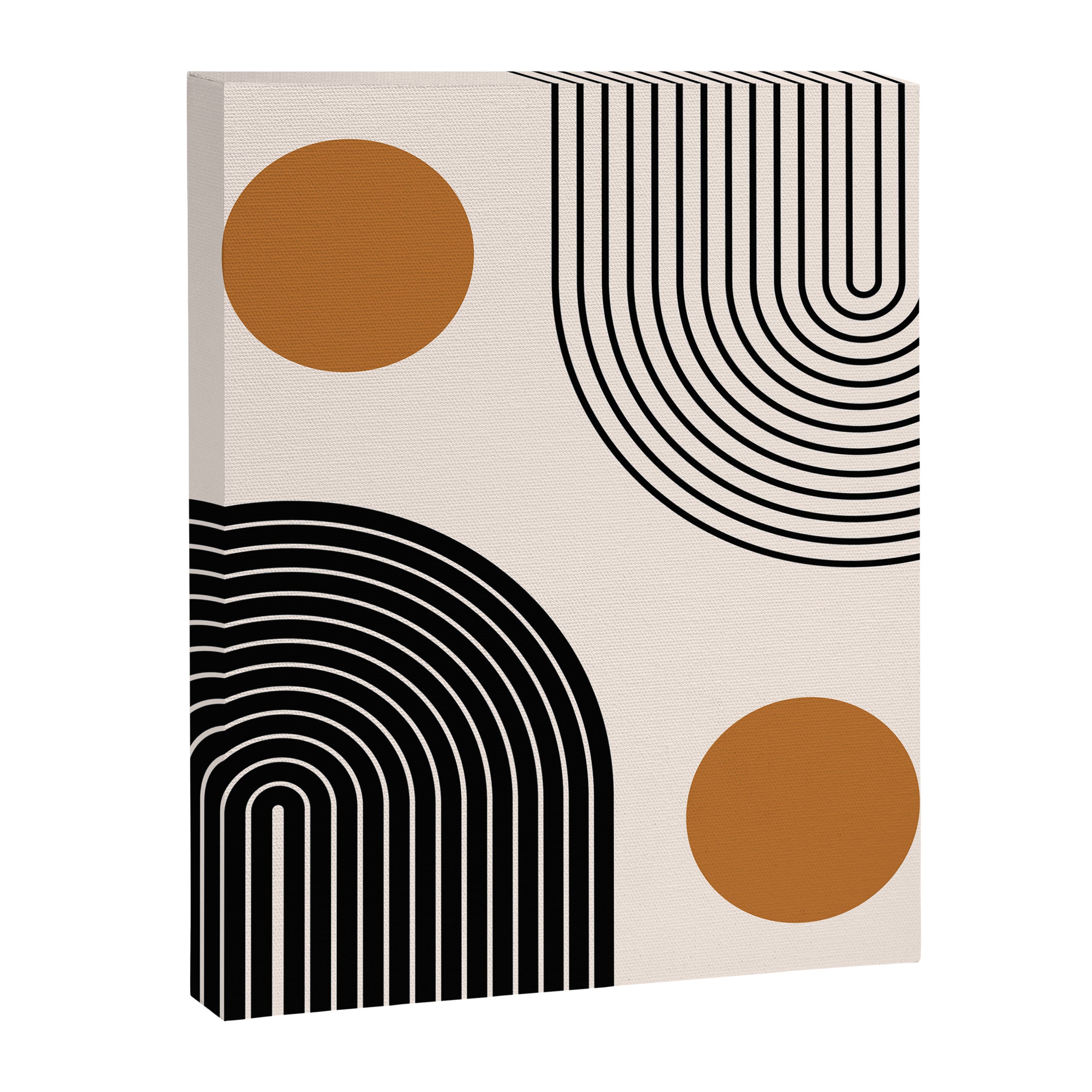 Nesting Rainbow Lines Geometric Pattern Race Track Lines Orange Circles Mid Century Modern Cool Magical Mystical Abstract Art Bohemian Boho Style Trendy Canvas Print Gallery Image 8