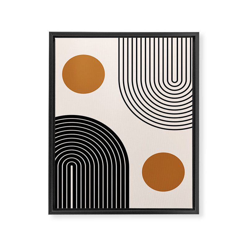 Nesting Rainbow Lines Geometric Pattern Race Track Lines Orange Circles Mid Century Modern Cool Magical Mystical Abstract Art Bohemian Boho Style Trendy Framed Canvas Print Gallery Image 8