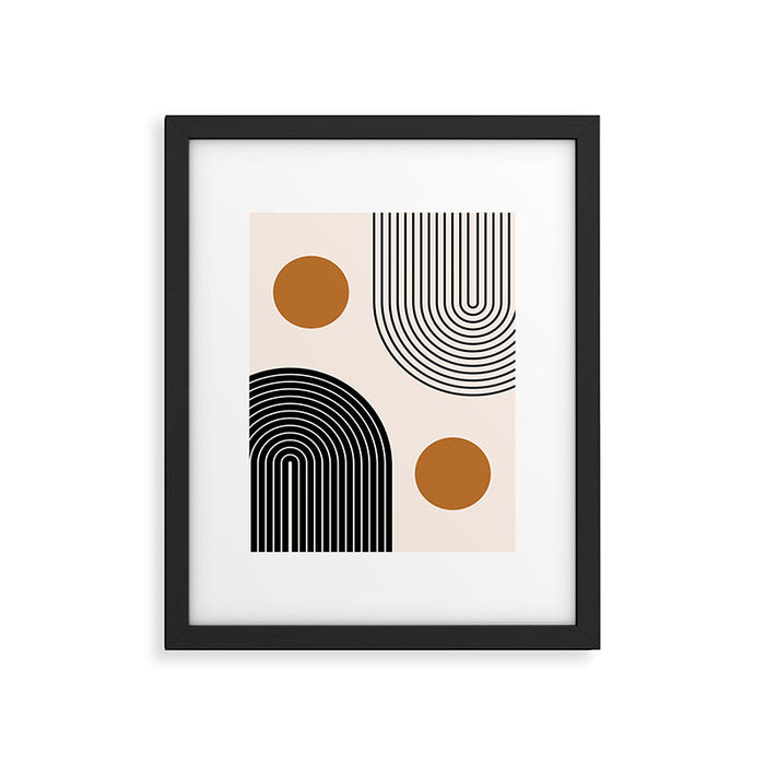 Nesting Rainbow Lines Geometric Pattern Race Track Lines Orange Circles Mid Century Modern Cool Magical Mystical Abstract Art Bohemian Boho Style Trendy Framed Art Print Gallery Image 1