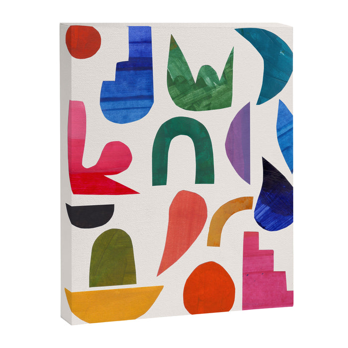 'Night Garden' Abstract Colorful Paper Collage Mid Century Fun Minimal Shapes by Ejaaz Haniff Canvas Print Gallery Image 1