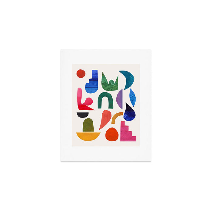 'Night Garden' Abstract Colorful Paper Collage Mid Century Fun Minimal Shapes by Ejaaz Haniff Art Print Gallery Image 1