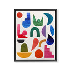 'Night Garden' Abstract Colorful Paper Collage Mid Century Fun Minimal Shapes by Ejaaz Haniff Framed Canvas Print Gallery Image 6