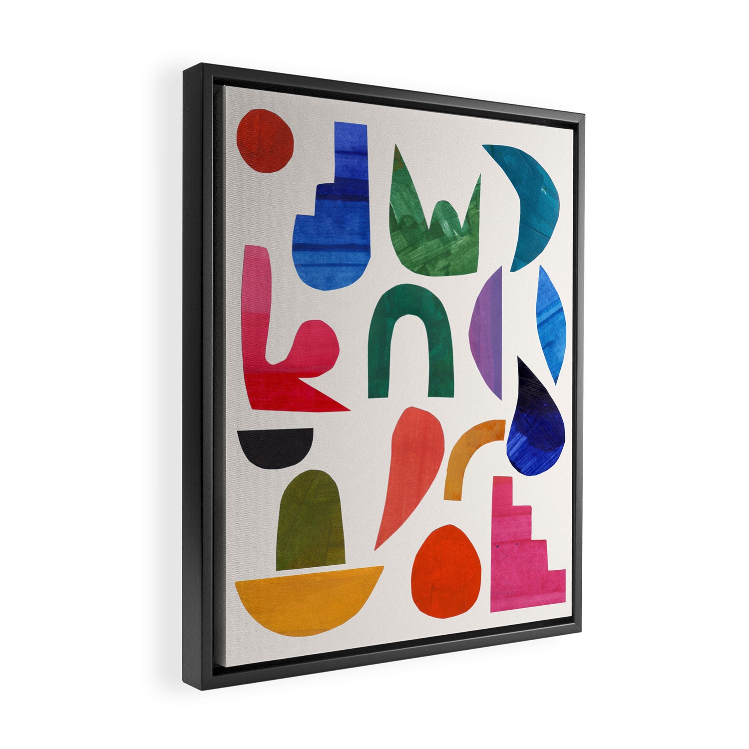 'Night Garden' Abstract Colorful Paper Collage Mid Century Fun Minimal Shapes by Ejaaz Haniff Framed Canvas Print Gallery Image 2