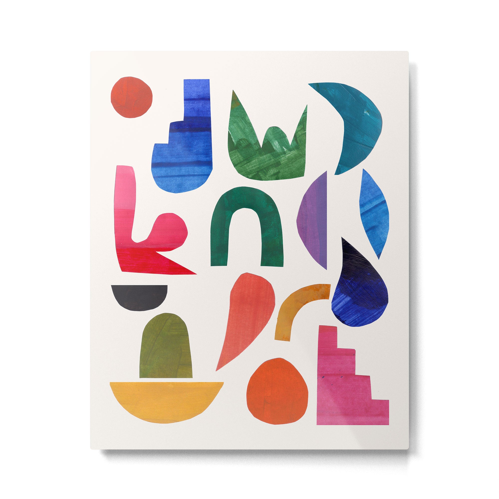 'Night Garden' Abstract Colorful Paper Collage Mid Century Fun Minimal Shapes by Ejaaz Haniff Metal Print Gallery Image 4