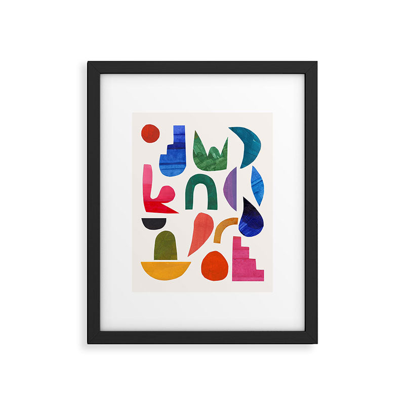 'Night Garden' Abstract Colorful Paper Collage Mid Century Fun Minimal Shapes by Ejaaz Haniff Framed Art Print Gallery Image 5