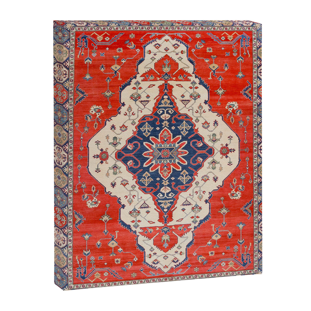 North And South Vine Red Medallion Kazak Persian Rug Canvas Print Gallery Image 6