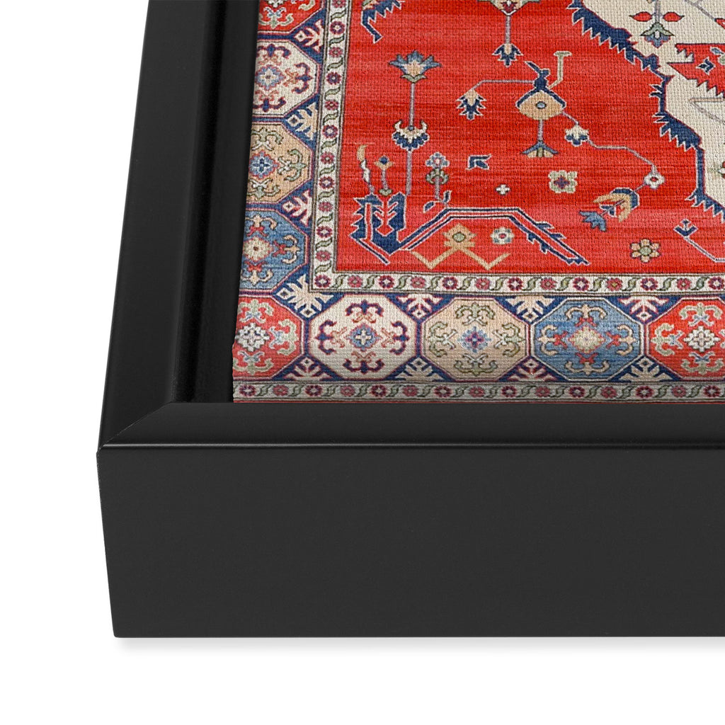 North And South Vine Red Medallion Kazak Persian Rug Framed Canvas Print Gallery Image 3