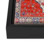 North And South Vine Red Medallion Kazak Persian Rug Framed Canvas Print Gallery Image 3