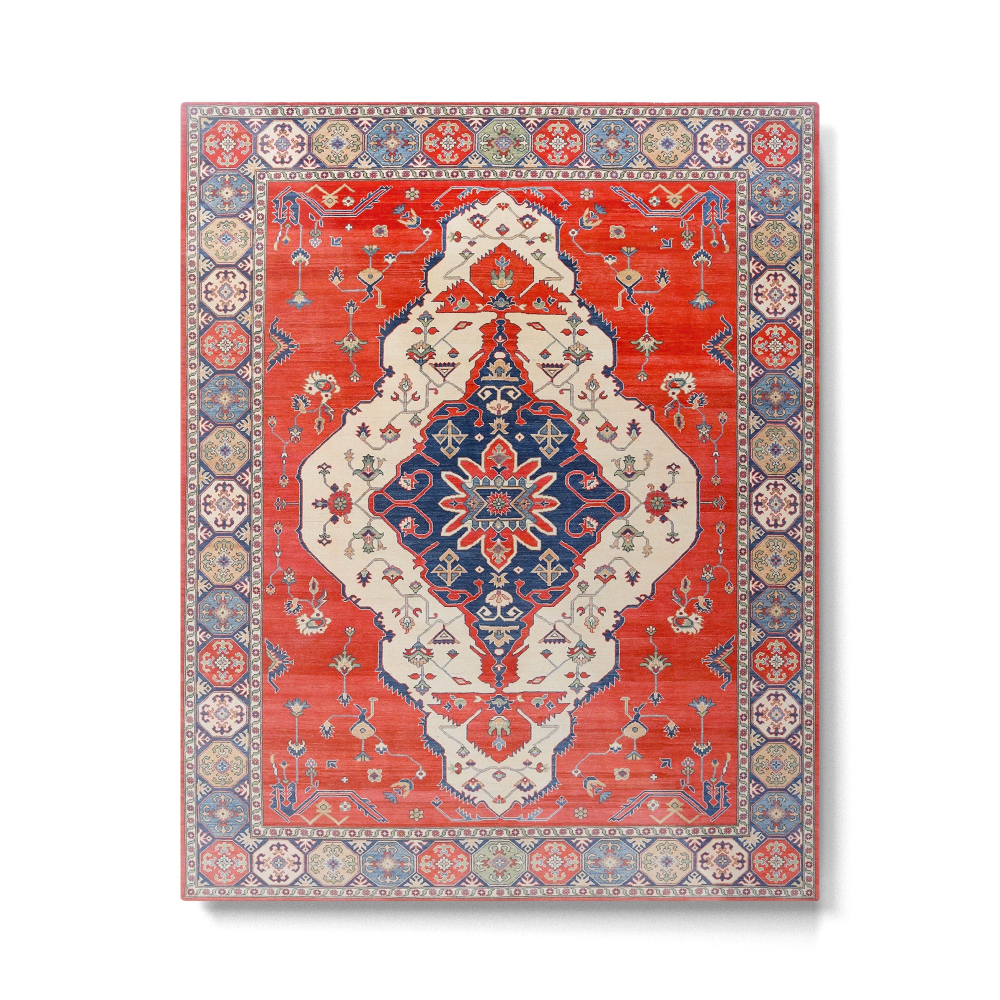 North And South Vine Red Medallion Kazak Persian Rug Metal Print Gallery Image 4