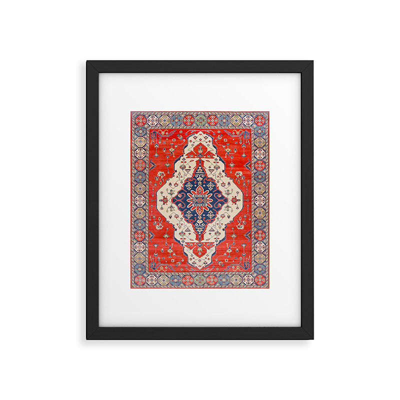 North And South Vine Red Medallion Kazak Persian Rug Framed Art Print Gallery Image 5