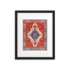 North And South Vine Red Medallion Kazak Persian Rug Framed Art Print Gallery Image 5