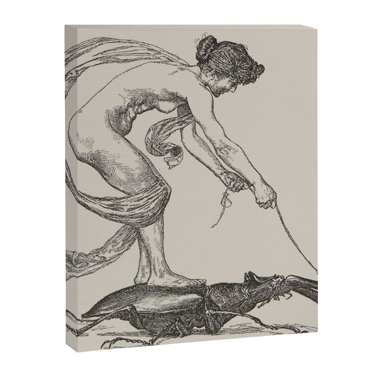 Nude Classical Woman Riding a Beetle 1895-1896 Canvas Print Gallery Image 8