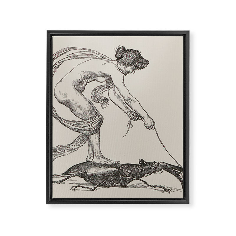 Nude Classical Woman Riding a Beetle 1895-1896 Framed Canvas Print Gallery Image 8