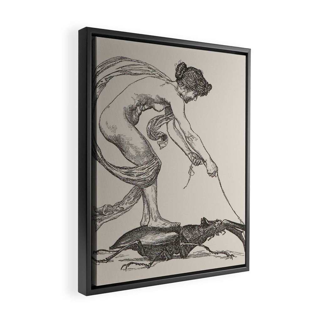 Nude Classical Woman Riding a Beetle 1895-1896 Framed Canvas Print Gallery Image 2