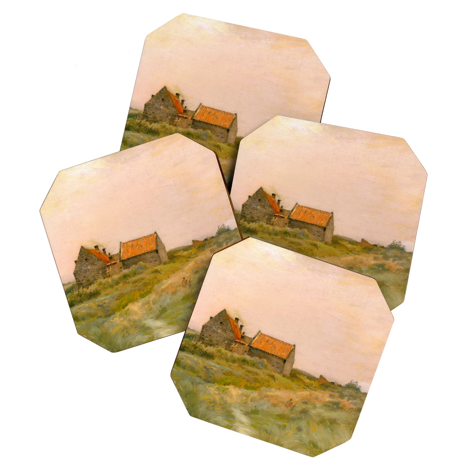 october day antique oil painting Coaster Gallery Image 1