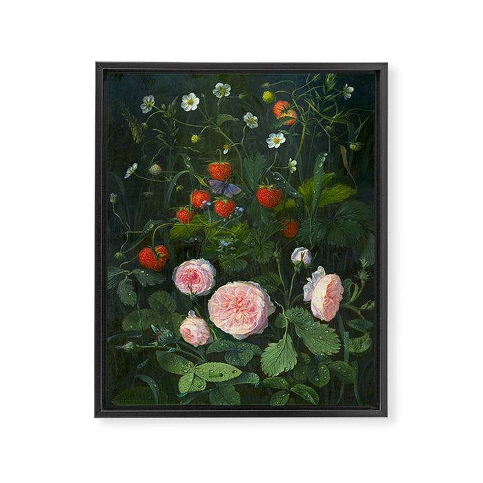 OD Ottesen  Still Life with Roses and Strawberries  Framed Canvas Print Gallery Image 1