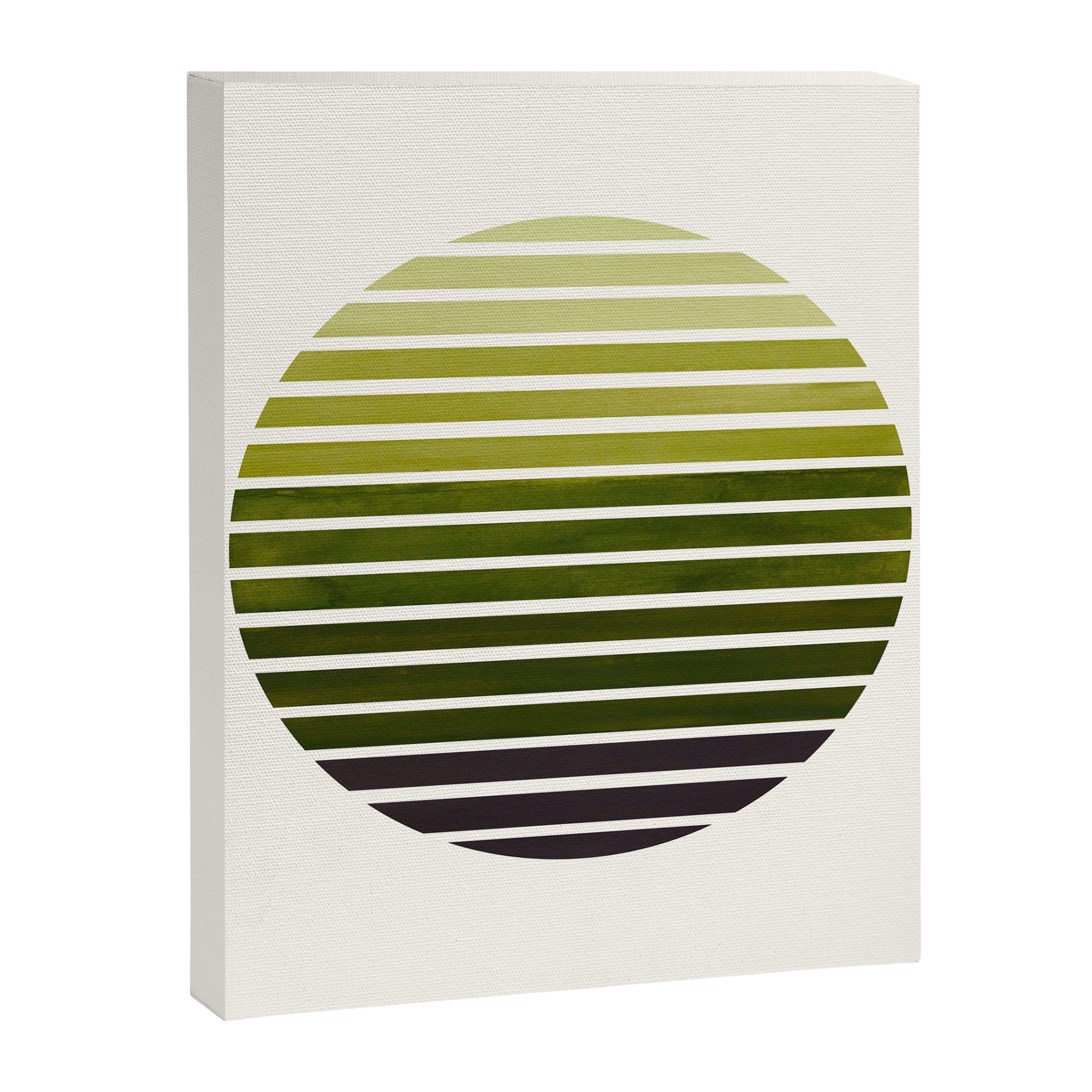 Olive Green Mid Century Modern Minimalist Scandinavian Colorful Stripes Geometric Pattern Round Circ Canvas Print Gallery Image 6