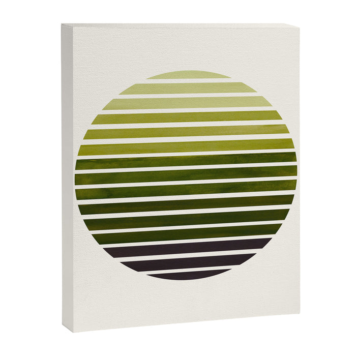Olive Green Mid Century Modern Minimalist Scandinavian Colorful Stripes Geometric Pattern Round Circ Canvas Print Gallery Image 1