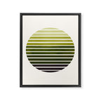 Olive Green Mid Century Modern Minimalist Scandinavian Colorful Stripes Geometric Pattern Round Circ Framed Canvas Print Gallery Image 6