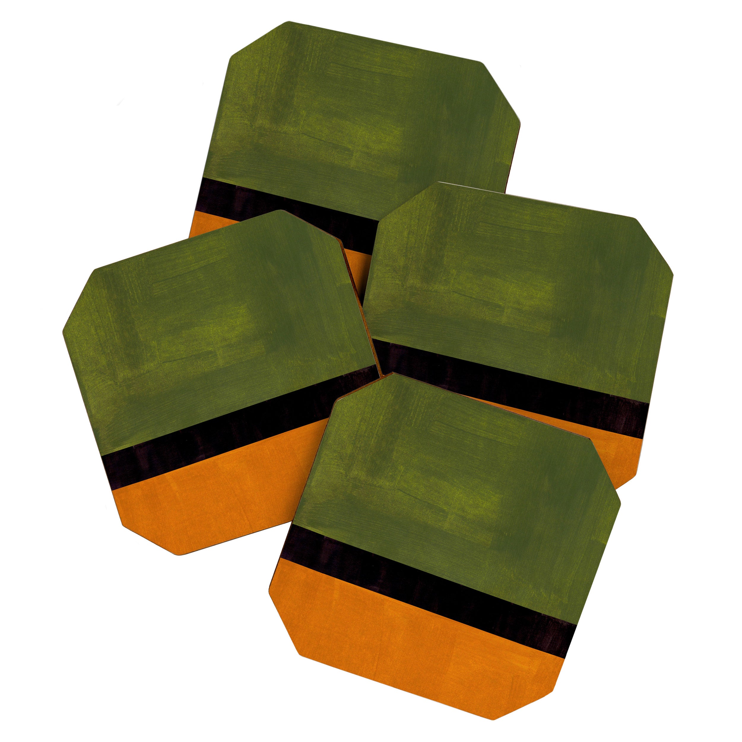 Olive Night Color Field Mid Century Modern Minimalist Coaster Gallery Image 1