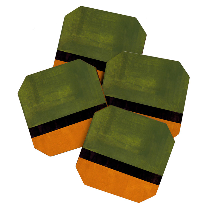 Olive Night Color Field Mid Century Modern Minimalist Coaster Gallery Image 1